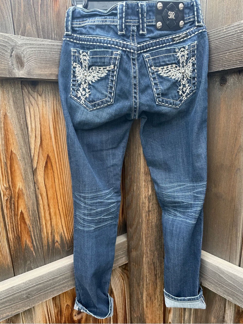 Miss Me Indigo Embroidered Cropped Jeans